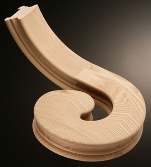 Ash VL-LH Left Hand Volute Handrail Fitting
