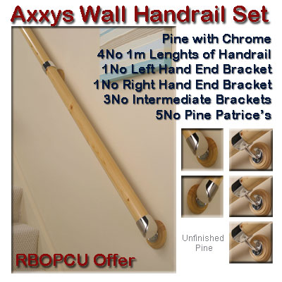 Axxys Pine Wall Handrail in a Box Set Offer