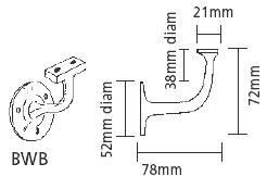 A Pack of 5 Brass Wall Handrail Brackets BWB5