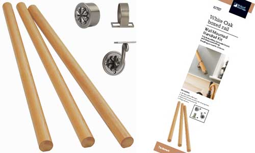 Oak Wall Handrail Kit with Pewter Petal Style Fittings