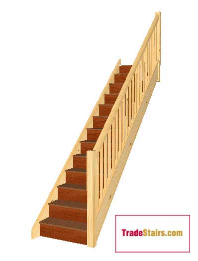 Trade Range 13 Riser Straight Staircase With Handrails on the Right