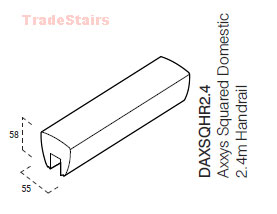 DOMESTIC AXXYS  SQUARE OAK HANDRAIL 2.4M U/F
