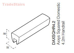 DOMESTIC AXXYS  SQUARE OAK HANDRAIL 4.2M U/F