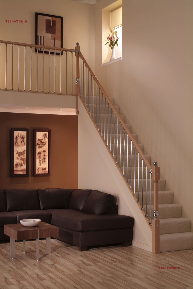 Axxys Origin - Straight Staircase Beech + Chrome