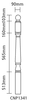 Pine 90mm Complete Newel 1341mm
