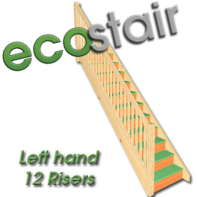 Ecostair 12 Riser Straight Staircase With Handrails on the Left