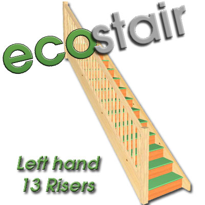 Ecostair 13 Riser Straight Staircase With Handrails on the Left