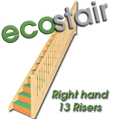 Ecostair 13 Riser Straight Staircase With Handrails on the Right