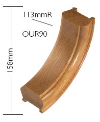 Oak 90 degree Up Ramp Handrail Fitting (DU)