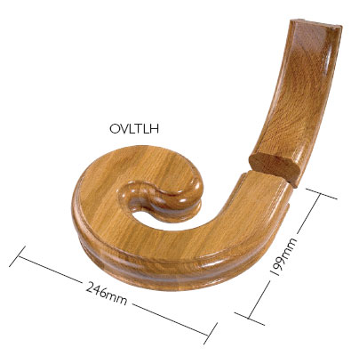 Oak Left Hand Volute Handrail Fitting (DU)