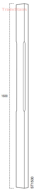 Oak 1500mm 90mm Stop Chamfered Half Newel Post