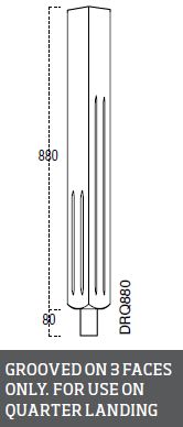 Oak Plug-in Double Reed Newel Post for Quarter Landings